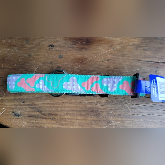 2 /$15 Hamilton Dog Collar Nylon Ribbon Overlay 18 - 26 Aqua Pastel Bones - Picture 4 of 8